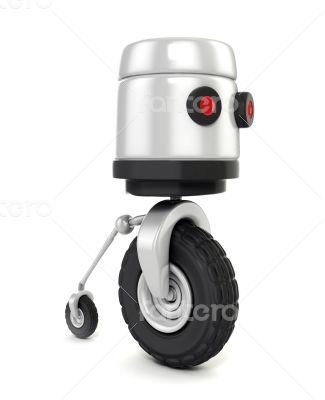 3d shinny and glossy robot on white background 