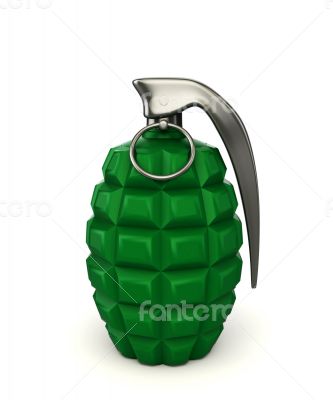 3d render of hand bomb on white background