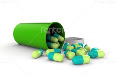 3d medical pills isolated on white