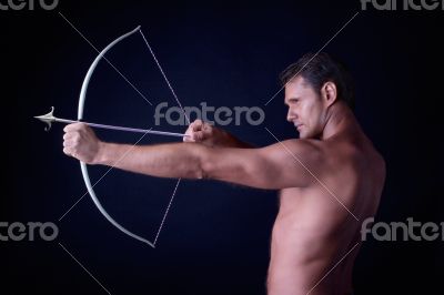Aiming Archer with a bow and arrow 