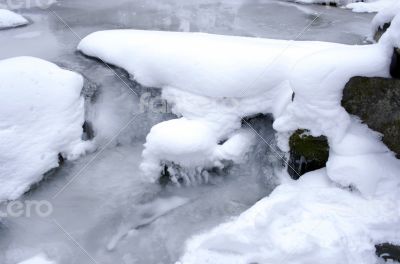 Flowing water of Carpathian mountain stream