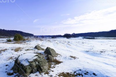 Snow Covered Meadow in a winter