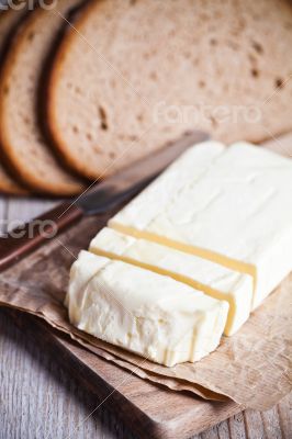 fresh rye bread and butter