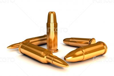 3d shinny gold bullets