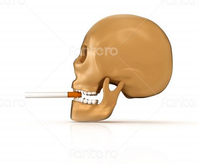 3d skull smoking cigarette