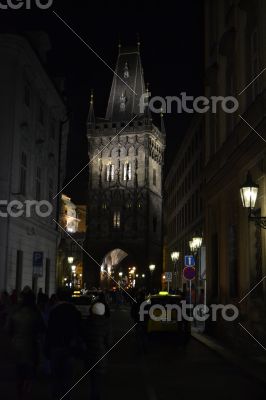 Powder tower at night