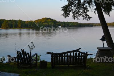 Bench by a lake