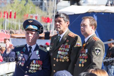 Russian veteran at the parade on annual VictoryDay