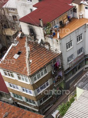 Istanbul, Turkey. A view of houses on the bank of the Bosphorus