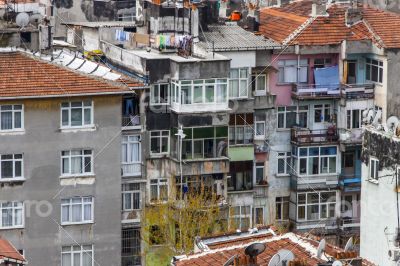 Istanbul, Turkey. A view of houses on the bank of the Bosphorus