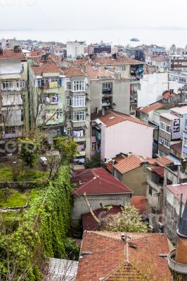Istanbul, Turkey. A view of houses on the bank of the Bosphorus