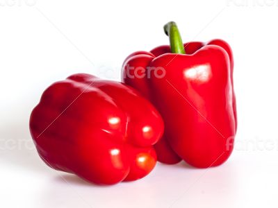 Two large red paprikas