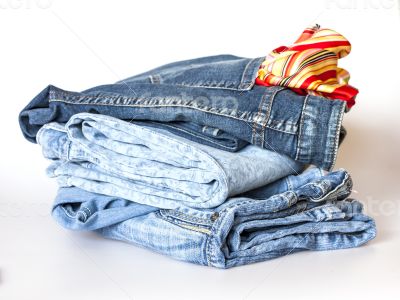 Jeans on a show-window of shop