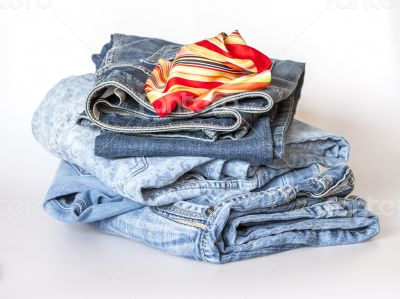 Jeans on a show-window of shop