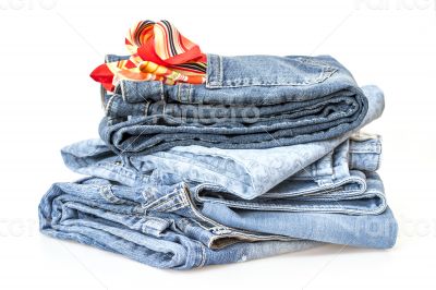 Jeans on a show-window of shop