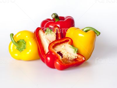 Large red and yellow paprikas