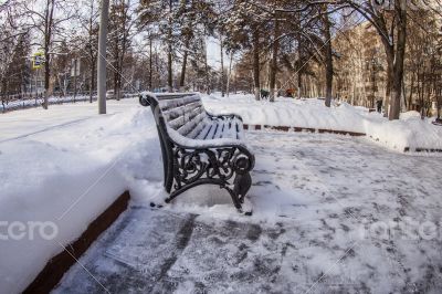 Winter city landscape of by fisheye view