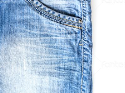 Jeans of indigo color on a show-window of shop