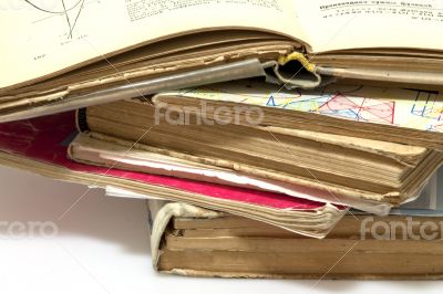 Pile of vintage paper books