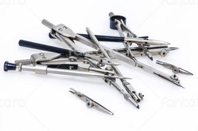 Set of vintage tools for drawing works