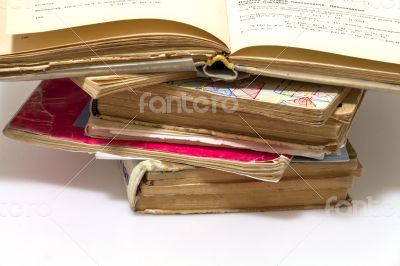 Pile of vintage paper books