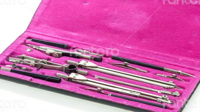 Set of vintage tools for drawing works