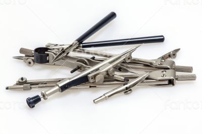 Set of vintage tools for drawing works