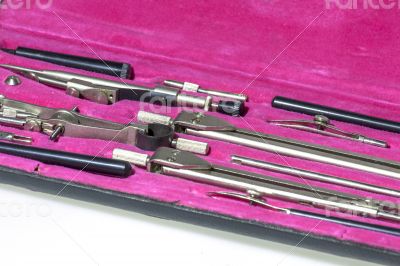 Set of vintage tools for drawing works