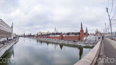 River Moscow in the winter of by fisheye view.