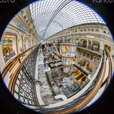 Moscow,Complete circular fisheye view of the trading floor
