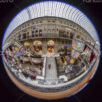 Moscow,Complete circular fisheye view of the trading floor