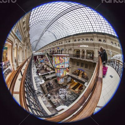 Moscow,Complete circular fisheye view of the trading floor
