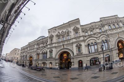 Moscow, Nikolskaya Street of by fisheye view