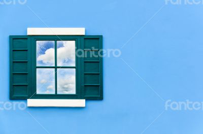 Sky reflection in the window glass