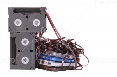 The Music Casette on the white background