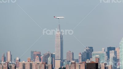 Planes flying above the skyscrapers