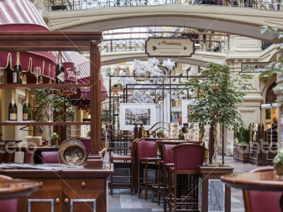 Moscow, GUM. Cafe in a trading floor of the GUM