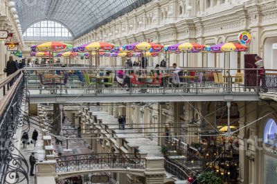 Moscow, GUM. Cafe in a trading floor of the GUM