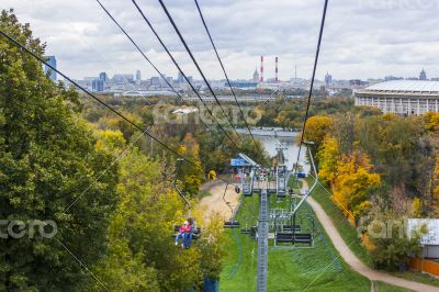 Moscow, Vorobyovy Gory. A ropeway on a slope
