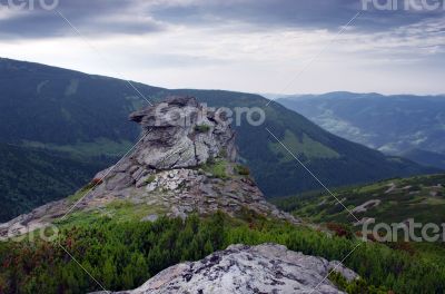 evening mountain plateau landscape (Carpathian, Ukraine) 