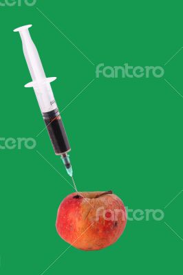 Hormone Apple on the Green Background