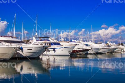Антиб, France. A view of yachts in city port