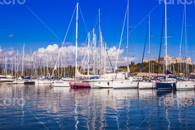 Антиб, France. A view of yachts in city port