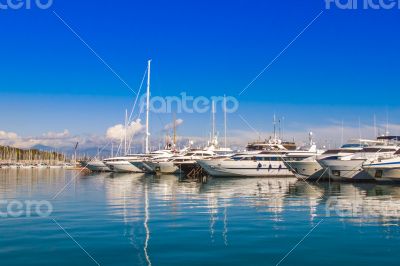 Антиб, France. A view of yachts in city port