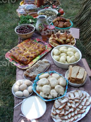 Traditional Ukrainian festive dinner meals