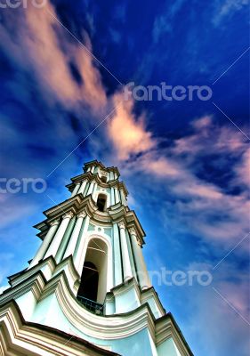  White church belfry
