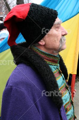 ukrainian Cossack with long gray whiskers