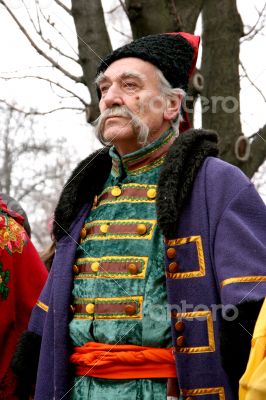 ukrainian Cossack with long gray whiskers