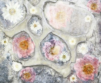 Scenic abstract background on the stones with pink