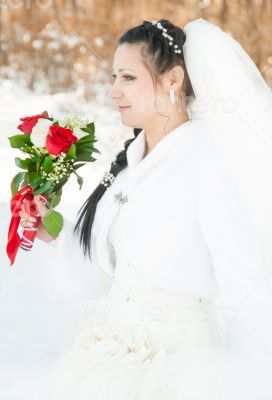wedding dress and flowers veil